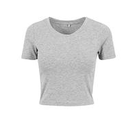 Build Your Brand Ladies Cropped Tee T-Shirt, Gris, m Femme
