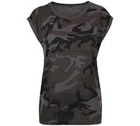 Build Your Brand Ladies Extended Shoulder Camo Tee T-Shirt, Motif Camouflage Foncé, XL Femme