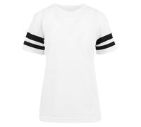 Build Your Brand Ladies Mesh Stripe Tee T-Shirt Femme, Blanc-Noir, XL