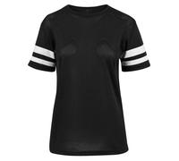 Build Your Brand Ladies Mesh Stripe Tee T-Shirt Femme, Noir-Blanc, s S