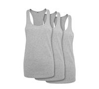 Build Your Brand Lot de 3 débardeurs Amples pour Femme Gris chiné Taille S, Gris, S