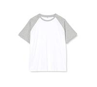 Build Your Brand Raglan Contrast Tee T-Shirt, Blanc/H.Gris, XXXX-Large Homme
