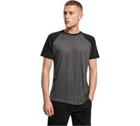 Build Your Brand Raglan Contrast Tee T-Shirt, Charcoal (Heather) / Black, Large Homme