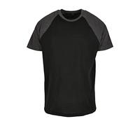 Build Your Brand Raglan Contrast Tee T-Shirt, Noir/Charbon, Large Homme