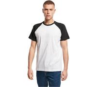 Build Your Brand Raglan Contrast Tee T-Shirt, White/Black, Small Homme