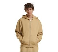 Build Your Brand Sweat à Capuche Fluffy Zip pour Homme avec Fermeture éclair sur Toute la Longueur, Coupe Droite, Beige Union, 4XL