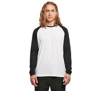 Build Your Brand T- Shirt à Manches Longues Contrast Raglan, Blanc/Noir, XS Homme