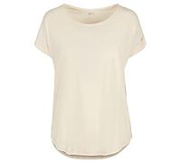Build Your Brand T-Shirt Long pour Femme - Manches Courtes - Dos allongé - Noir ou Blanc - Tailles XS à 5XL, Sable Blanc, M