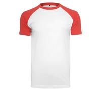Build Your Brand Raglan Contrast Tee T-Shirt Homme, Blanc/Rouge, Medium