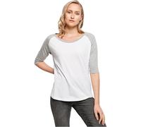 Build Your Brand Thé Raglan 3/4 pour Femme T-Shirt, Blanc/Gris chiné, XL