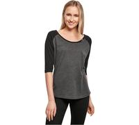Build Your Brand Thé Raglan pour Femme 3/4 Contrast T-Shirt, Carbone/Noir, M