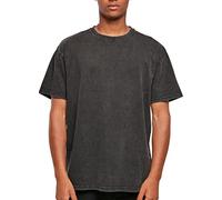 Build Your Brand Thé surdimensionné lavé à l'acide T-Shirt, Noir, L Homme