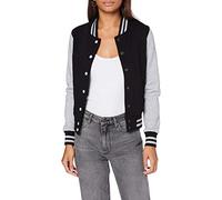 Build Your Brand Ladies Sweat College Jacket Veste Varsity Femme, Black/H.Grey, S