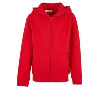 Build Your Brand Veste à Capuche pour Enfant - Organic Basic Kids - Fermeture éclair - pour garçons et Filles - 100% Coton Biologique, Rouge Urbain, 122-128