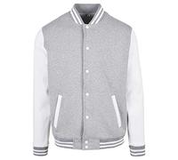 Build Your Brand Bb004-basic College Jacket, Gris chiné/Blanc, M Hommes