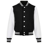 Build Your Brand Organic Kids Sweat College Jacket, Noir/Blanc, 158-164 cm Mixte Enfant