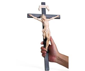 Buildclassic Croix murale catholique de la Colombie-Britannique - Décoration d'intérieur moderne et élégante - Cadeau religieux pour pendaison de crémaillère - 40,6 cm de haut - Sculpture Renaissance