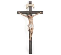 Buildclassic Crucifix mural catholique en Colombie-Britannique 40,6 cm H Jésus Christ Décoration d'intérieur Cadeaux religieux à collectionner Sculpture Renaissance faite à la main
