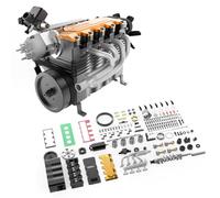 BuildCubes FS-L400BGC Modèle de Moteur à Combustion Interne, 14CC En ligne 4 Cylindres 4 Temps L4 Kit de Modèle de Moteur à Essence, DIY Kit Moteur à Métal Jouet Cadeau -KIT