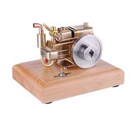 BuildCubes Kit de Modèle de Moteur, 1.6cc 4 Temps Moteur Refroidi à Leau Moteur à Combustion Interne, Kit Moteur Mini Modèle de Moteur à Essence avec Base en Bois, Cadeau pour Adultes