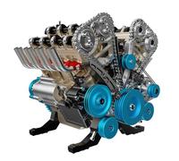 BuildCubes Kit de moteur à combustion 1/3 V8, 500 pièces + modèle de moteur V8 en métal, kit de modèle de moteur mécanique 8 cylindres pour expérimentation physique, cadeau pour adultes