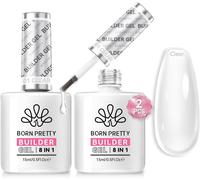 Builder Nail Gel 2x15ml, 8 En 1 Clear Gel Construction Ongle U V Renforcement, Capsules Et Extensions Ongles Forts Et Résistants