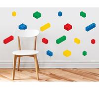 Building Block Bricks Fabric Wall Decals, Set Of 16 Blocks In 4 Colors - Removable, Reusable, Respositionable by Sunny Decals