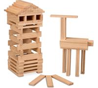 Building Blocks,Pack of 100,Plaques,HxWxD: approx. 12 x 2.5 x 0.7 cm,Wood,Nature