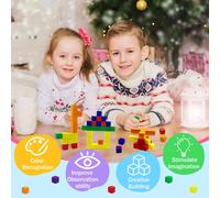 Building Blocks,Sensory Toy Stickers Building Toys Educational Gift for Boys Girls Montessori Learning Toys for Preschool Child 3 4 5 6 7 8 Years Old