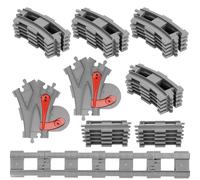 Building Blocks Train Track Set, 32 Pièces Rails de Blocs de Construction de la Ville, Accessoires d'Extension City Train, Rails de Ville pour Cadeau Enfants, Compatible avec Le Leader du marché