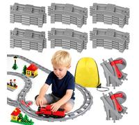 Building Blocks Train Track Set, 32 Pièces Rails de Blocs de Construction de la Ville avec Rails Croisés, Droits et Courbés, Jouet de Construction Ferroviaire pour Enfants Filles et Garçons dès 3 Ans