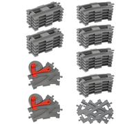 Building Blocks Train Track Set, Rails de Blocs de Construction de la Ville | Composé de 2 Rails Croisés + 10 Droits + 20 Courbés, Jouets pour Enfants, Jouets Ferroviaires pour Filles et Garçons