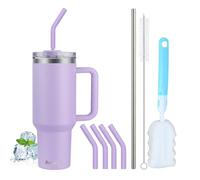 BuildLife Gobelet isotherme 40oz, Lilas, 1200ml | Avec paille et poignée, Acier inoxydable à double paroi, Anti-fuite, Sans BPA, Lavable au lave-vaisselle