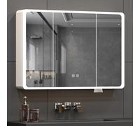 Buildonely Armoire de salle de bain avec miroir, éclairage, 100 x 70 cm, avec fonction anti-buée, commande tactile, alliage d'aluminium, prête à l'emploi