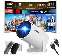 Built-in App Mini Projector 1080P 4K Supports Mini Portable Projector, Dual Control with Mouse Android TV WiFi 6 BT5.2 180 Rotati