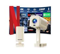 [Built-in App] Vidéoprojecteur 2026 Upgraded with WiFi 6 and Bluetooth 5.4, Mini Projecteur avec Auto Focus & Keystone Correction 90° Rotation, Projecteur Compatible with HDMI/TV Stick/Laptop-Beige