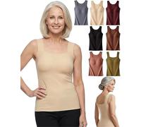 Built in Comfort Bra Tanktop, Tank Top with Built in Bra, Soft Stretch Breathable Fabric, No Tight Band (Nude,S)