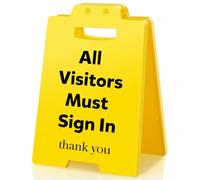 BuiltFit Visitors Must Sign In - All Visitors Must Sign In, Mini panneau d'avertissement amusant pour bureau, école, clinique, cadeau de Noël éléphant blanc