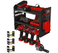 BUILTSTRONG Support mural pour outils électriques - Étagère de rangement à 3 niveaux en métal robuste pour outils à main, supports utilitaires, porte-perceuse, panneau perforé, et plus encore -