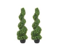 VEVOR Buis Topiaire Artificiel 91 cm Buis Artificiel Extérieur en Spirale 2 Fausses Plantes en PE 10 Feuilles Remplaçables avec Pot Sans Odeur pour Décoration Intérieur Jardin Terrasse Balcon Entrée