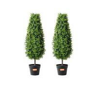 VEVOR Buis Artificiel, Lot de 2, Faux Arbres Topiaires 91,4 cm avec Feuilles Supplémentaires et Pot, Résistante aux UV, Ensemble Fausse Plante Artificielle Verte pour Décoration Intérieur Extérieur