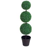 Outsunny Buis artificiel topiaire en forme de boules Ø 30 x 112 cm Vert G