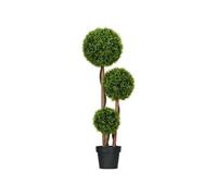 HOMCOM Arbre Artificiel, Plante Artificiel, buis avec 3 Boules Feuilles de Bambou, Pot Inclus, intérieur et extérieur, Hauteur 110 cm, Aucun Assemblage nécessaire, Vert