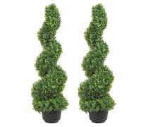 VEVOR Buis Topiaire Artificiel 91 cm Buis Artificiel Extérieur en Spirale 2 Fausses Plantes en PE 10 Feuilles Remplaçables avec Pot Sans Odeur pour Décoration Intérieur Jardin Terrasse Balcon Entrée