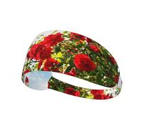 Buisson de Roses Rouges imprimé,Bandeau de Sport Unisexe, Bandeau élastique Multi-usages pour Cheveux
