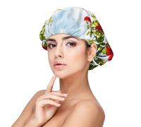 Buisson de roses rouges imprimé,Bonnet de nuit en satin pour adulte - Bonnet de nuit élastique pour femme, couvre-cheveux de nuit
