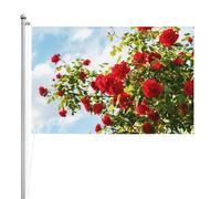 Buisson de roses rouges imprimé,Drapeau de jardin, bannière décorative, drapeau double face, 2 x 3 pieds, pour extérieur et intérieur