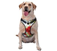 Buisson de Roses Rouges imprimé,Harnais pour Animaux de Compagnie, Harnais réfléchissant réglable pour Chien,M