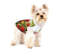 Buisson de Roses Rouges imprimé,T-Shirt sans Manches en Coton pour Animaux de Compagnie, Gilet Respirant, Extensible et Doux,M