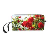 Buisson de Roses Rouges imprimé, Trousse de Maquillage Trousse à cosmétiques Trousse de Toilette de Voyage Portable Pochette de Maquillage